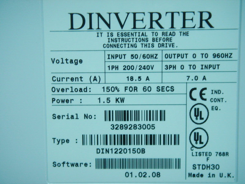 CONTROL TECHNIQUES DINVERTER DIN1220150B PLC DCS SERVO Control MOTOR